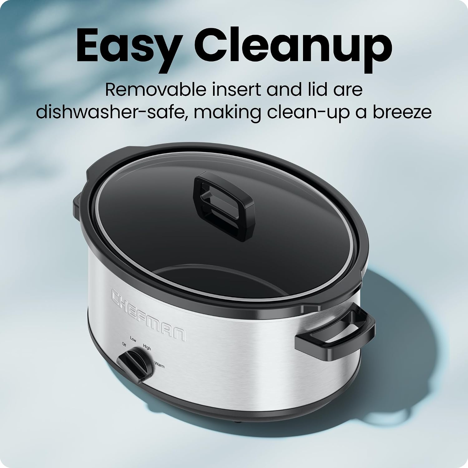 Chefman Triple Slow Cooker & Food Warmer, Three Crock Slowcooker with 2.5 Qt. Ceramic Crocks, 7.5-Quart Total Capacity, PFAS-Free, Three Temperature Settings, Dishwasher-Safe Parts – Stainless Steel