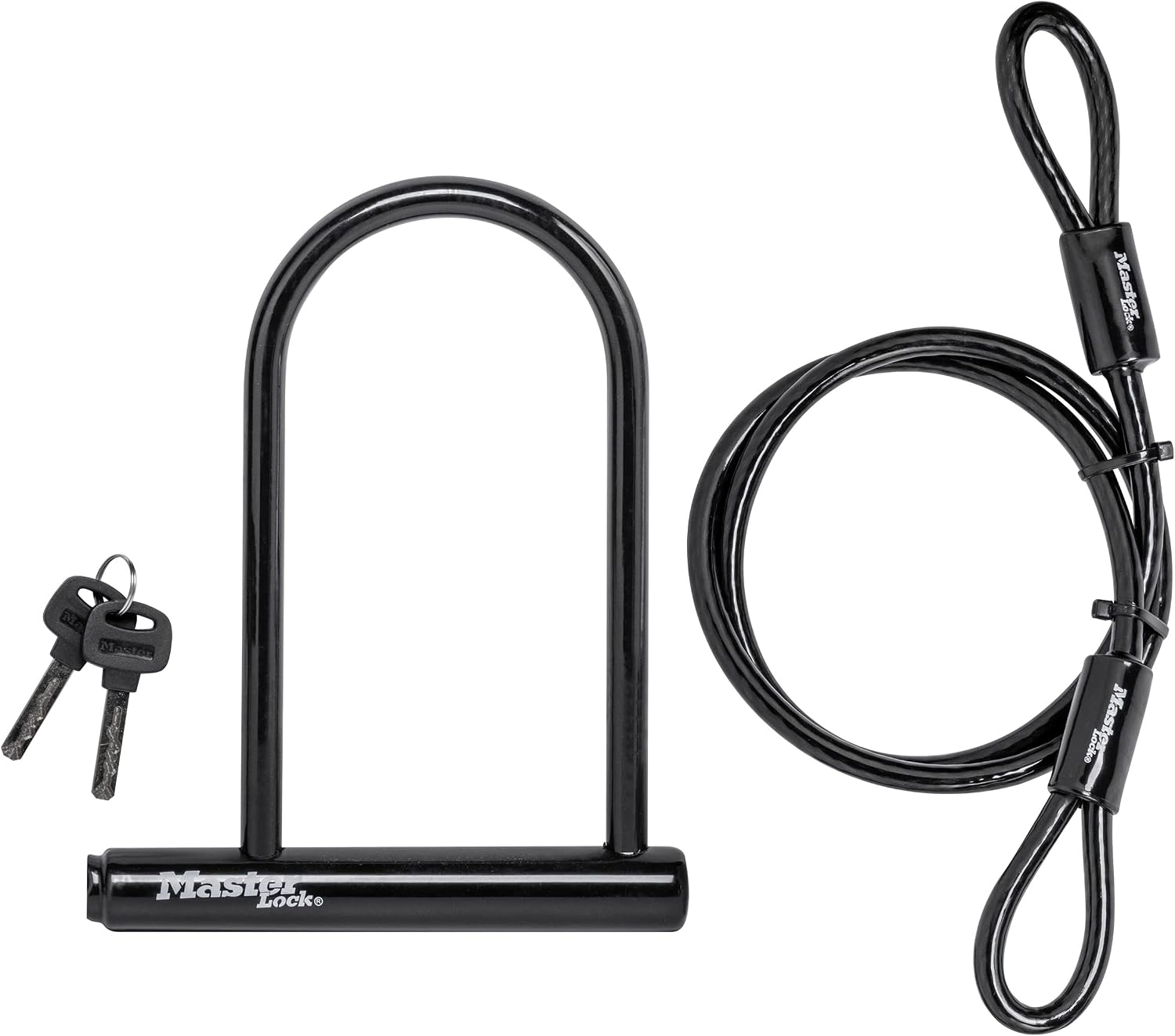 Master Lock Black Bike Lock with Key, Standard Size U-Lock for Bicycles and Other Outdoor Equipment, Anti-Theft Lock for Bikes, 8320D