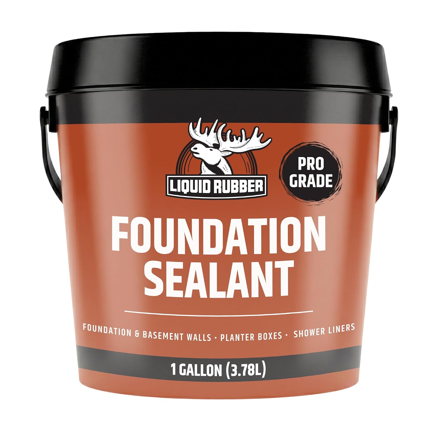 Liquid Rubber Foundation Sealant - Basement Waterproof Sealer, Black, 5 Gal | Flexible Elastomeric Coating - Crack Filler, Leak Repair, Basement Waterproofing Solution, Indoor/Outdoor Use, DIY Protection
