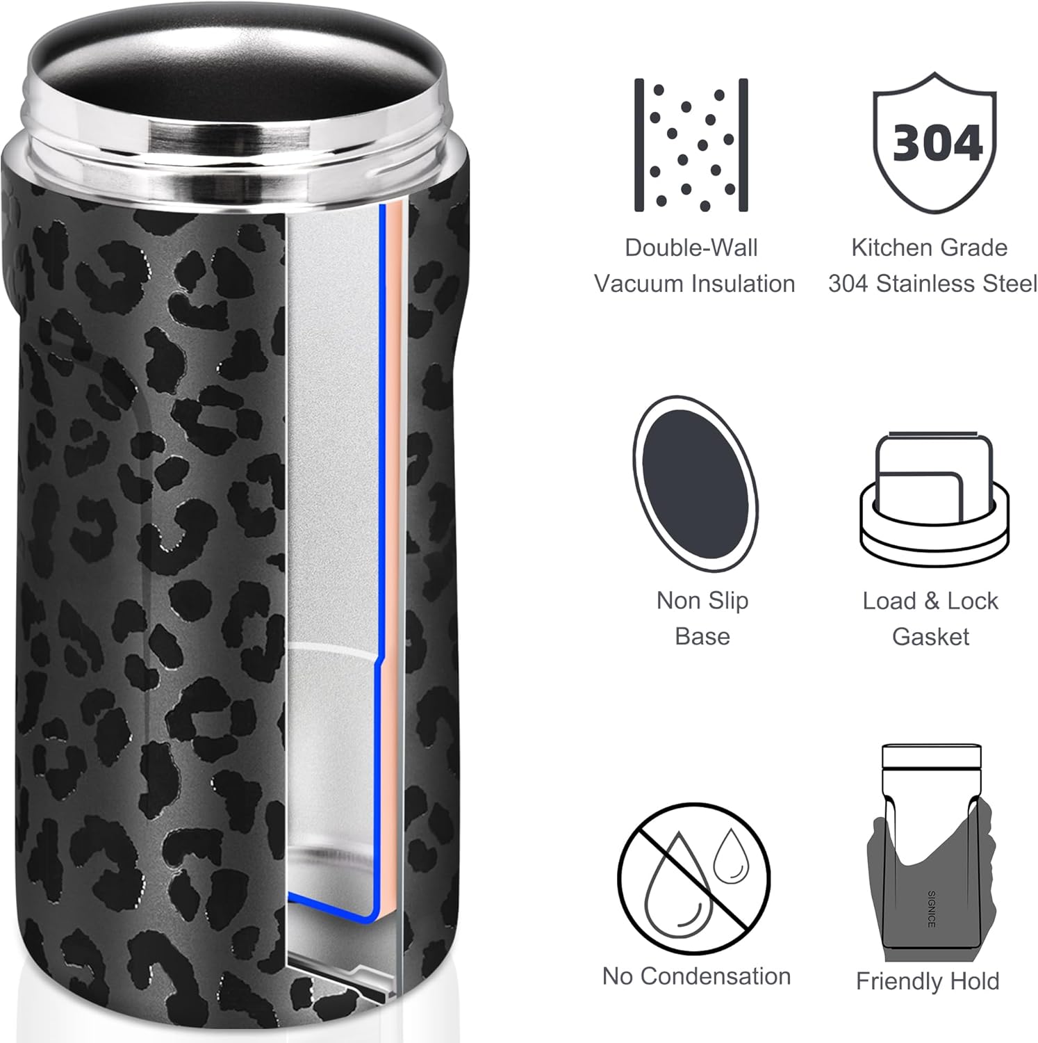 3 In 1 Insulated Universal Can Cooler - Signice Double Walled Vacuum Insulator Stainless Steel Slim Can Cooler for 12 Oz Skinny Tall Standard