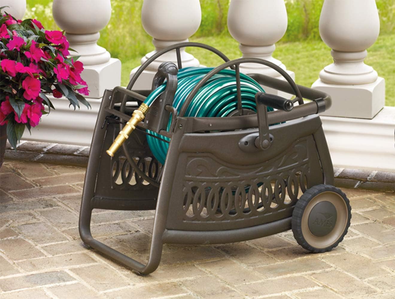 AMES 2517000 NeverLeak Decorative Metal Cart 150-Foot Hose Capacity