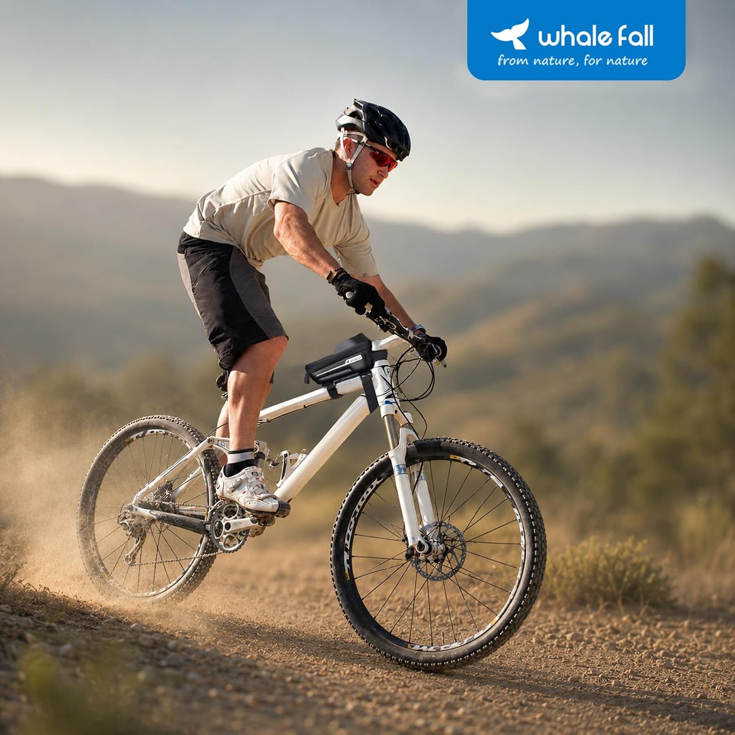 whale fall Bike Frame Bag Waterproof, 3D EVA Hard Shell, Bike Phone Holder