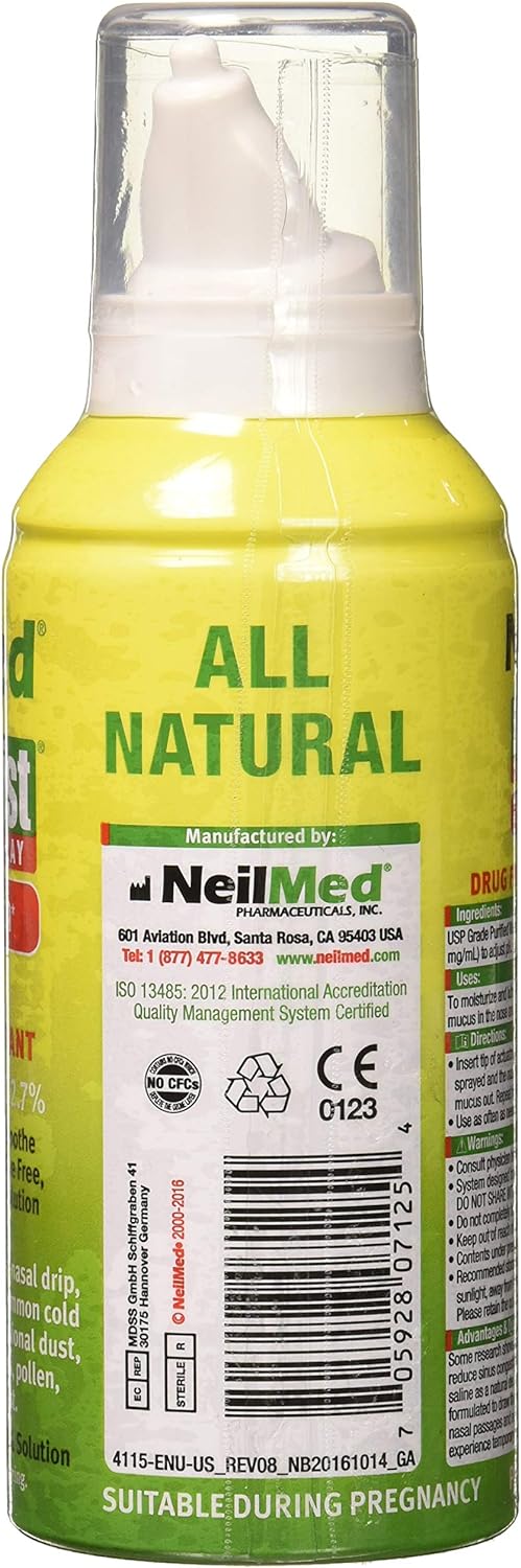 NeilMed NasaMist Hypertonic Extra Strength Saline Spray,Green 4.5 fl oz (Pack of 1)