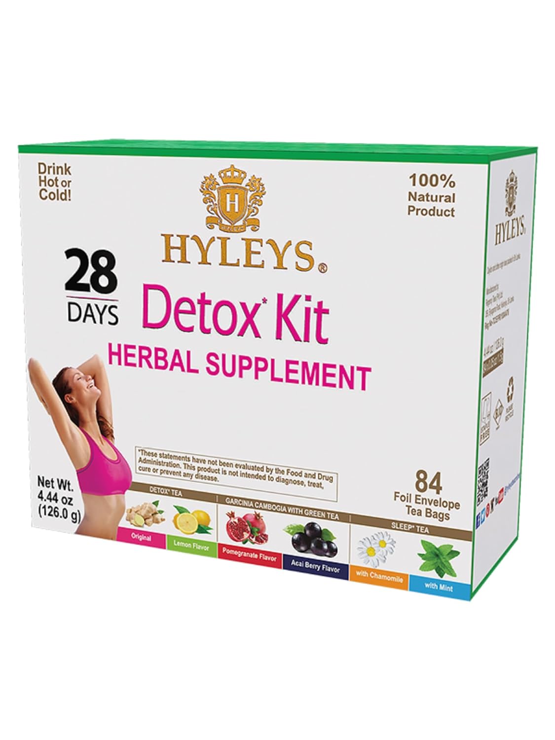 Hyleys 14 Day Weight Loss Tea, Garcinia & Matcha Green Tea, 42 Tea Bags