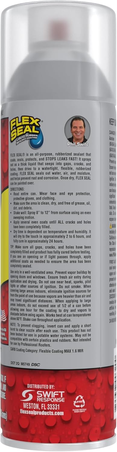 Flex Seal, 14 oz, 2-Pack, Black, Stop Leaks Instantly, Waterproof Rubber Spray On Sealant Coating, Perfect for Gutters, Wood, RV, Campers, Roof Repair, Skylights, Windows, and More