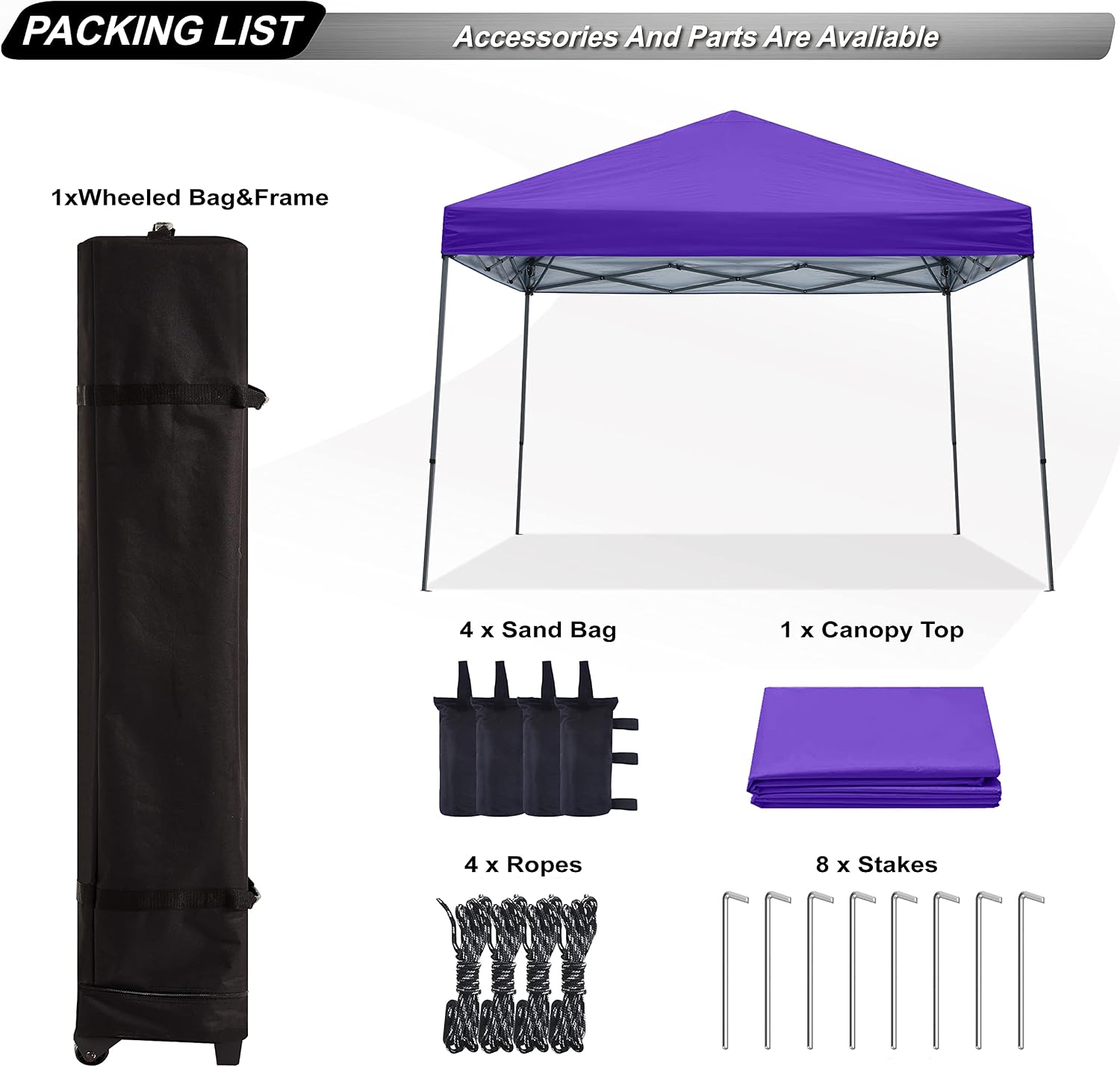 ABCCANOPY 11x11 Pop Up Canopy Tent, Stable Slant Leg Outdoor Shade, Black