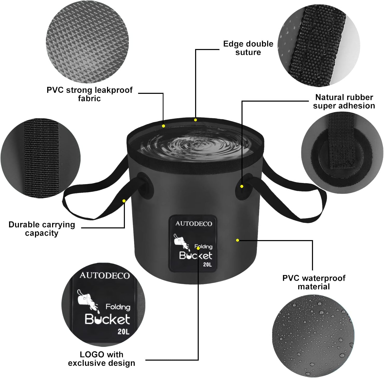 Collapsible Bucket 5 Gallon Container Folding Water Bucket Portable Wash Basin 20L