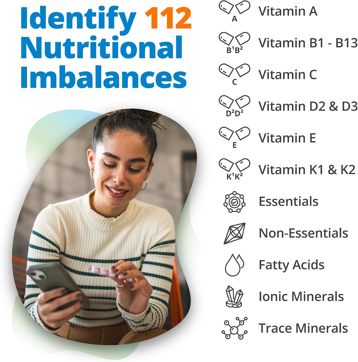 5Strands Nutrition Test, 112 Vitamins, Minerals, Amino Acids Tested, Identify Nutrient Absorption Issues, Holistic At Home Imbalance Testing