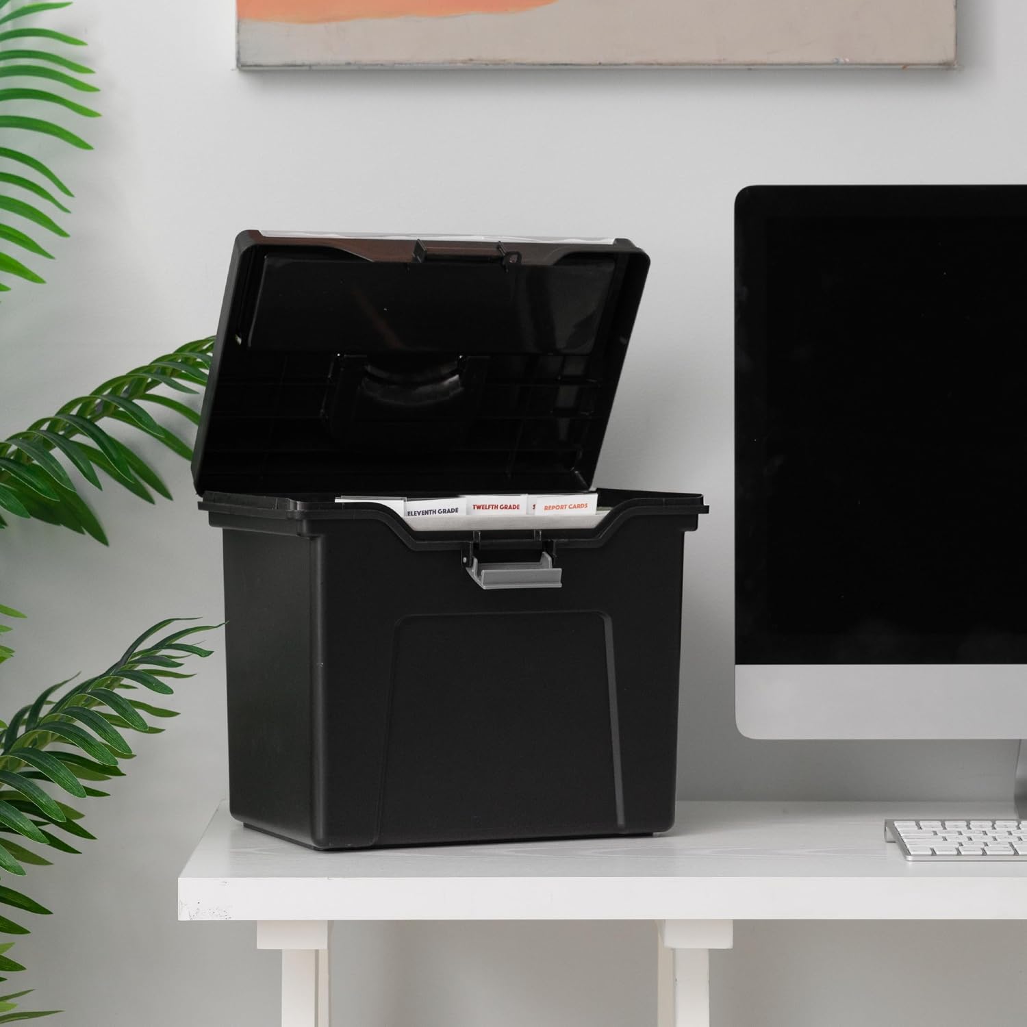 IRIS USA 4-Pack File Box Organizer with Wing Lid Letter/Legal 18 Qt, Clear | Organize letter and legal files, documents and paperwork with a wing lid for quick access and secure storage