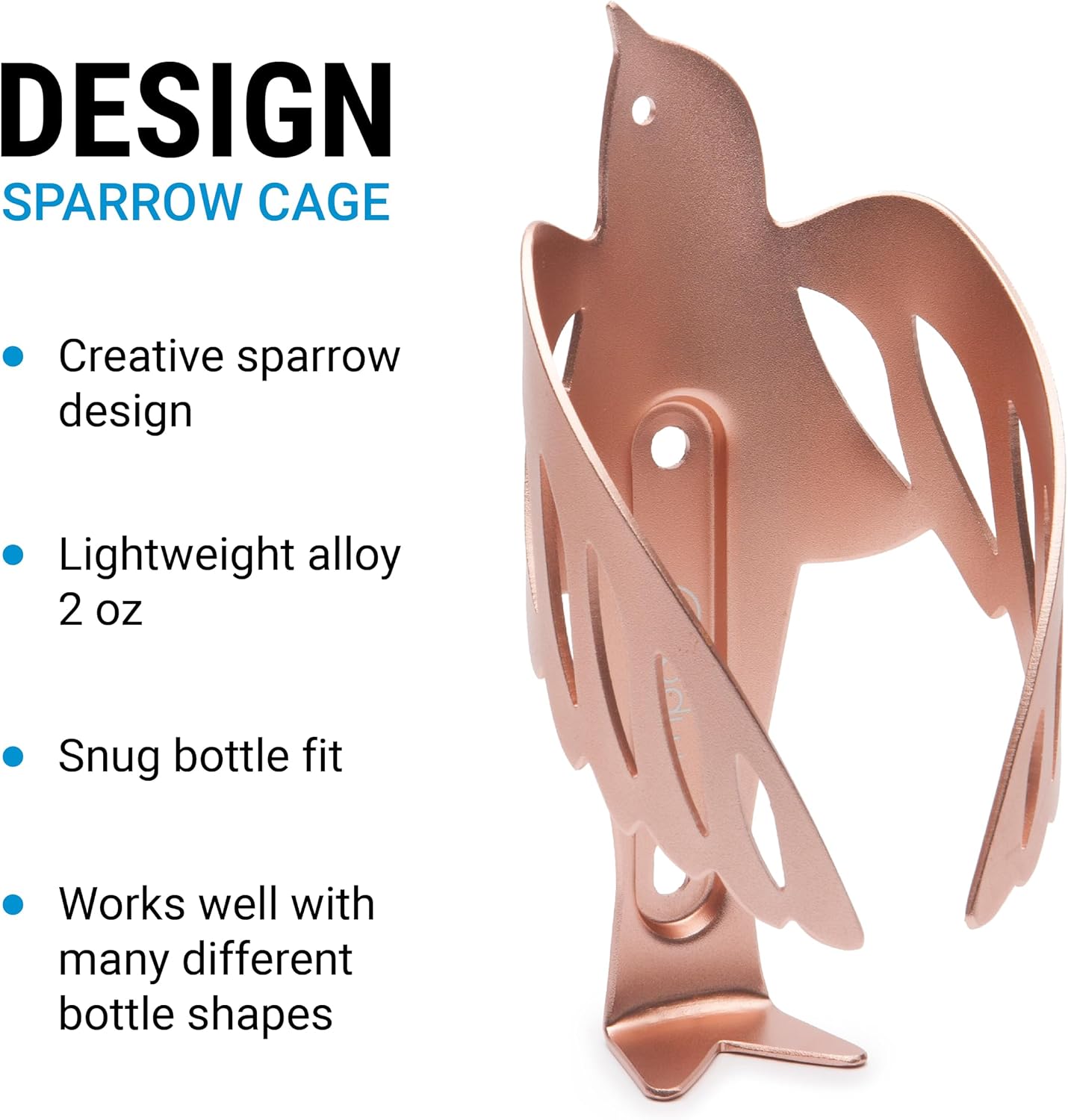 Portland Design Works Water Bottle Cage - Lightweight Water Bottle Holder for Bikes, Owl Cage, Black/Gold
