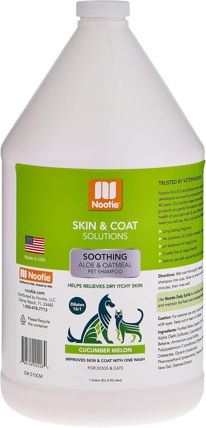 Nootie Cucumber Melon Pet Shampoo for Dogs & Cats, Gentle Oatmeal Formula | 16 oz, dog wash for sensitive skin, helps relieve dry itchy skin for dogs, natural ingredients, cleans & conditions