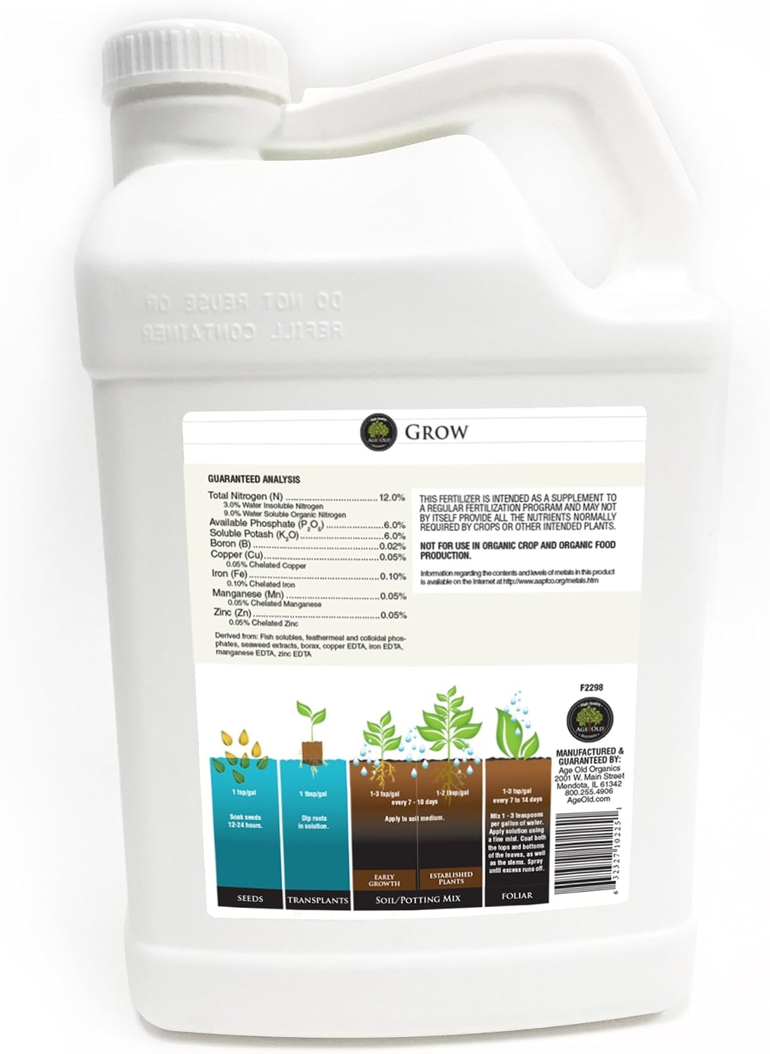Grow Natural Based Liquid Fertilizer, 32-Ounce