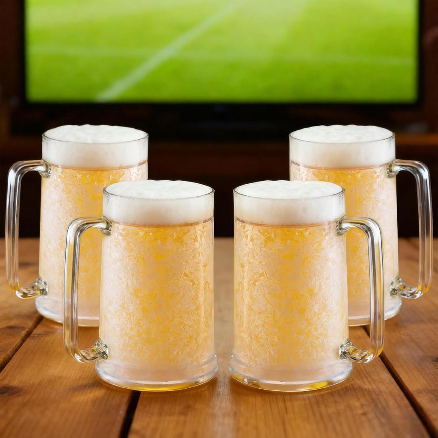 Lily's Home Freezer Beer Mugs - Set of 4 Freezable Gel-Filled 16 oz BPA-Free Acrylic Frozen Mugs for Outdoor Entertaining and Gifting
