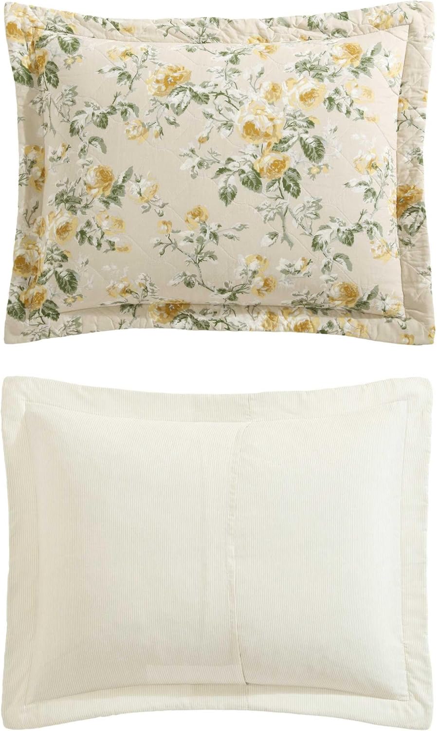 Laura Ashley - Queen Quilt Set, Soft Cotton Bedding with Matching Shams, Reversible Floral Toile Design, Floral Room Decor