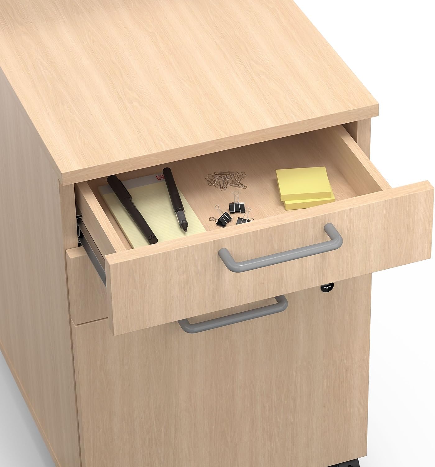 Union & Scale Staples Essentials 3-Drawer Vertical File Cabinet, Letter & Legal Size Documents, Lockable & Mobile, 21.3" D x 15.6" W x 24.3" H, Natural