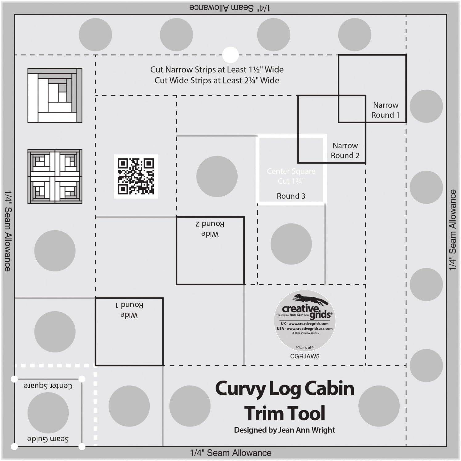 Bundle of Curvy Log Cabin Trim Tool 8in Finished Blocks and Cut Loose Press Carousel Curvy Log Cabin Quilt Pattern