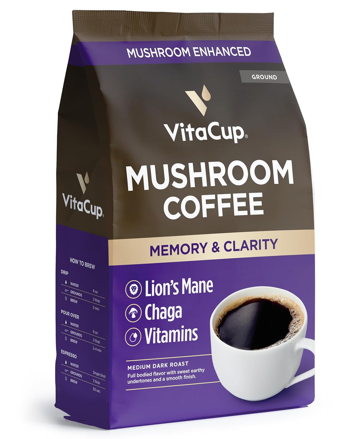 VitaCup Genius Keto Ground Coffee with MCT Oil, 11oz