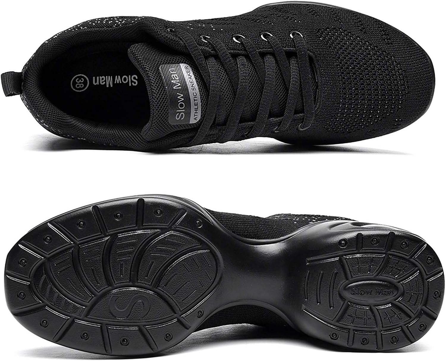 Slow Man Women's Jazz Shoes Lace-up Sneakers - Breathable Air Cushion Lady Split Sole Athletic Walking Dance Shoes Platform