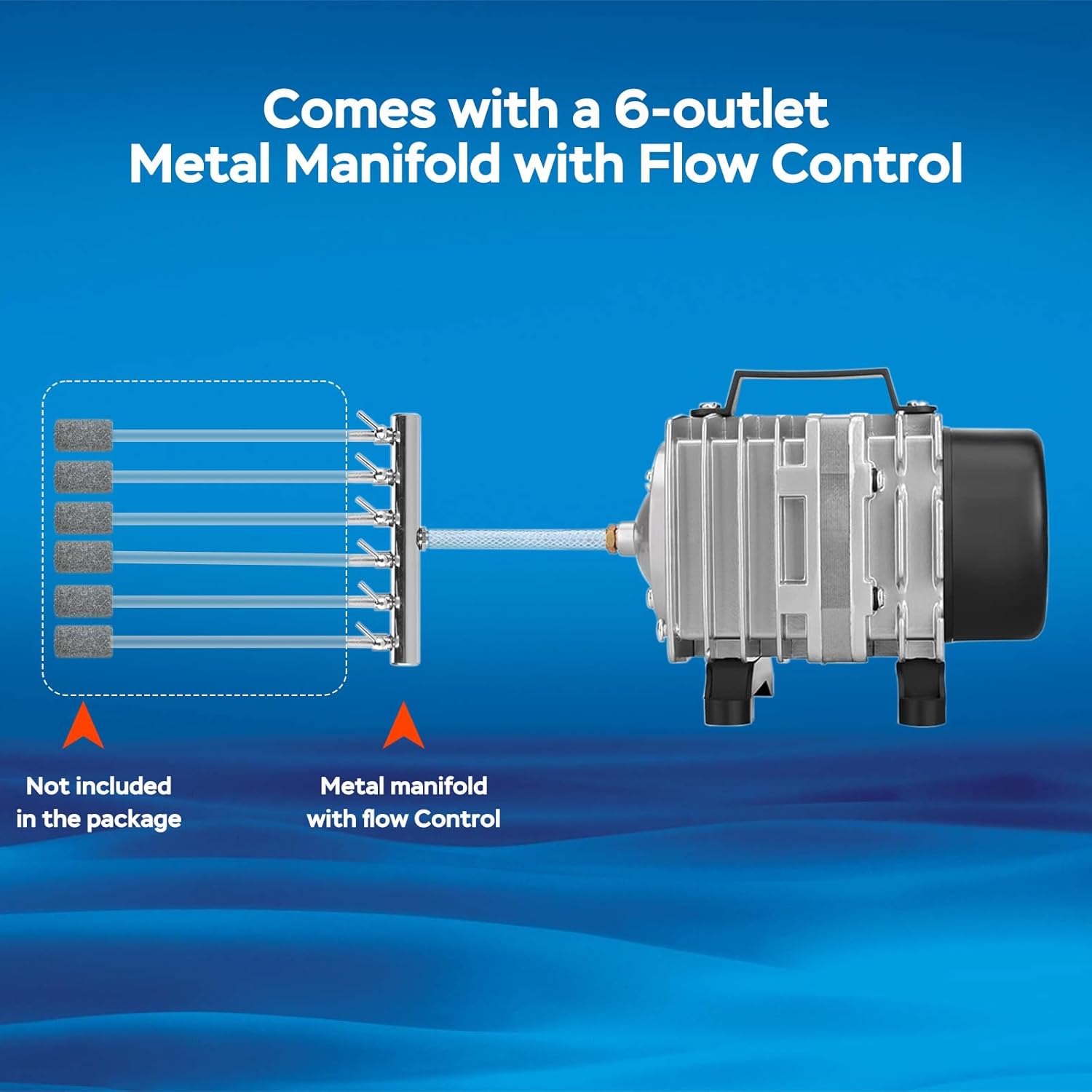 AquaMiracle Aquarium Air Pump Commercial Air Pump with Aluminum Housing, 600/1000/1200/1750GPH Fish Tank Bubbler Pond Aerator for Aquariums, Ponds