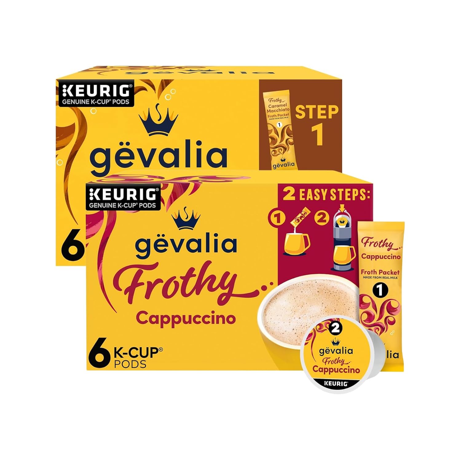 Gevalia K‐Cup® Coffee Pods & Froth Packets Kit, 6 ct, Cappuccino Espresso