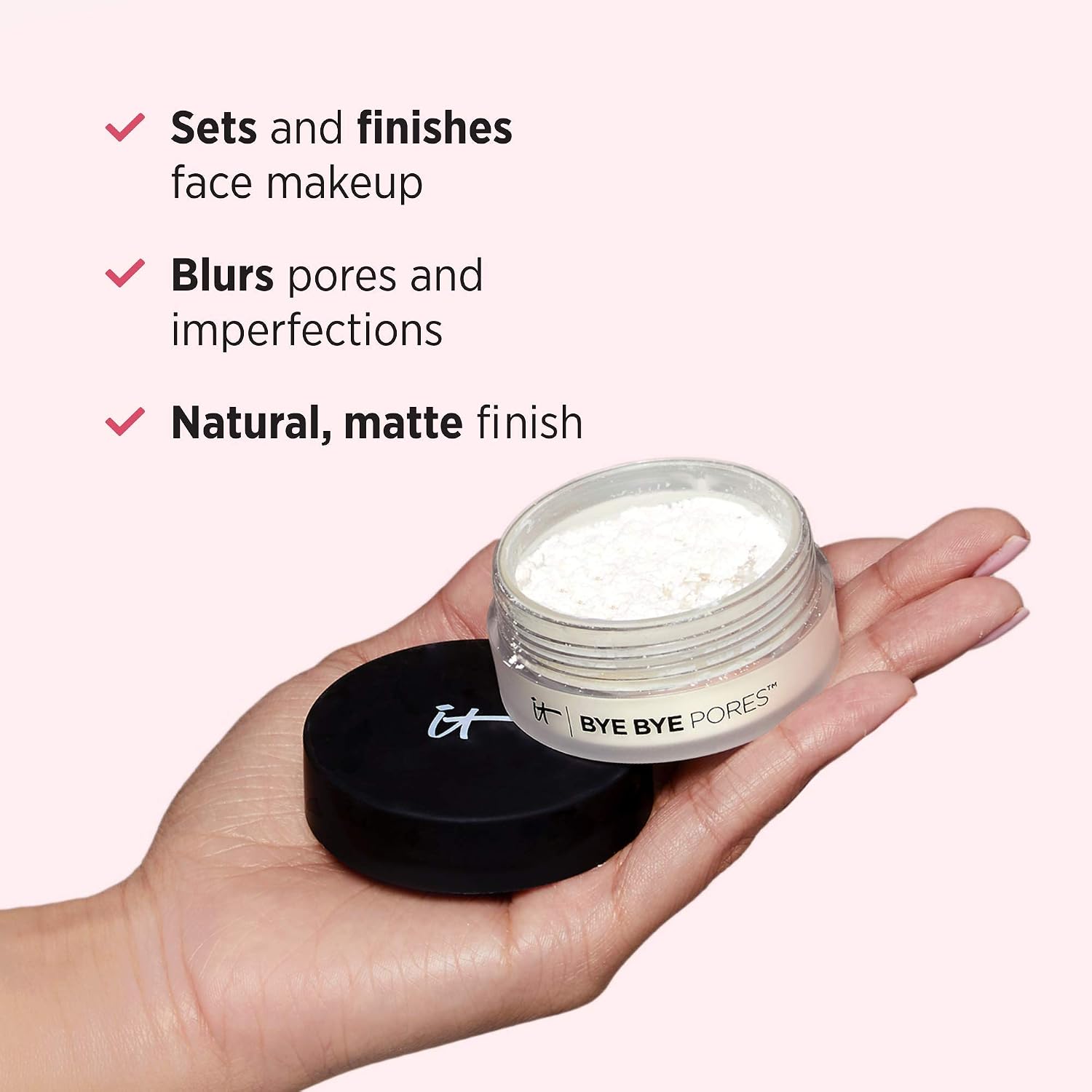 IT Cosmetics Bye Bye Pores – Poreless Finish Loose Setting Powder Makeup – Translucent Blurring Face Powder for All Skin Tones – with Peptides, Silk, Collagen & Antioxidants – 0.23 oz