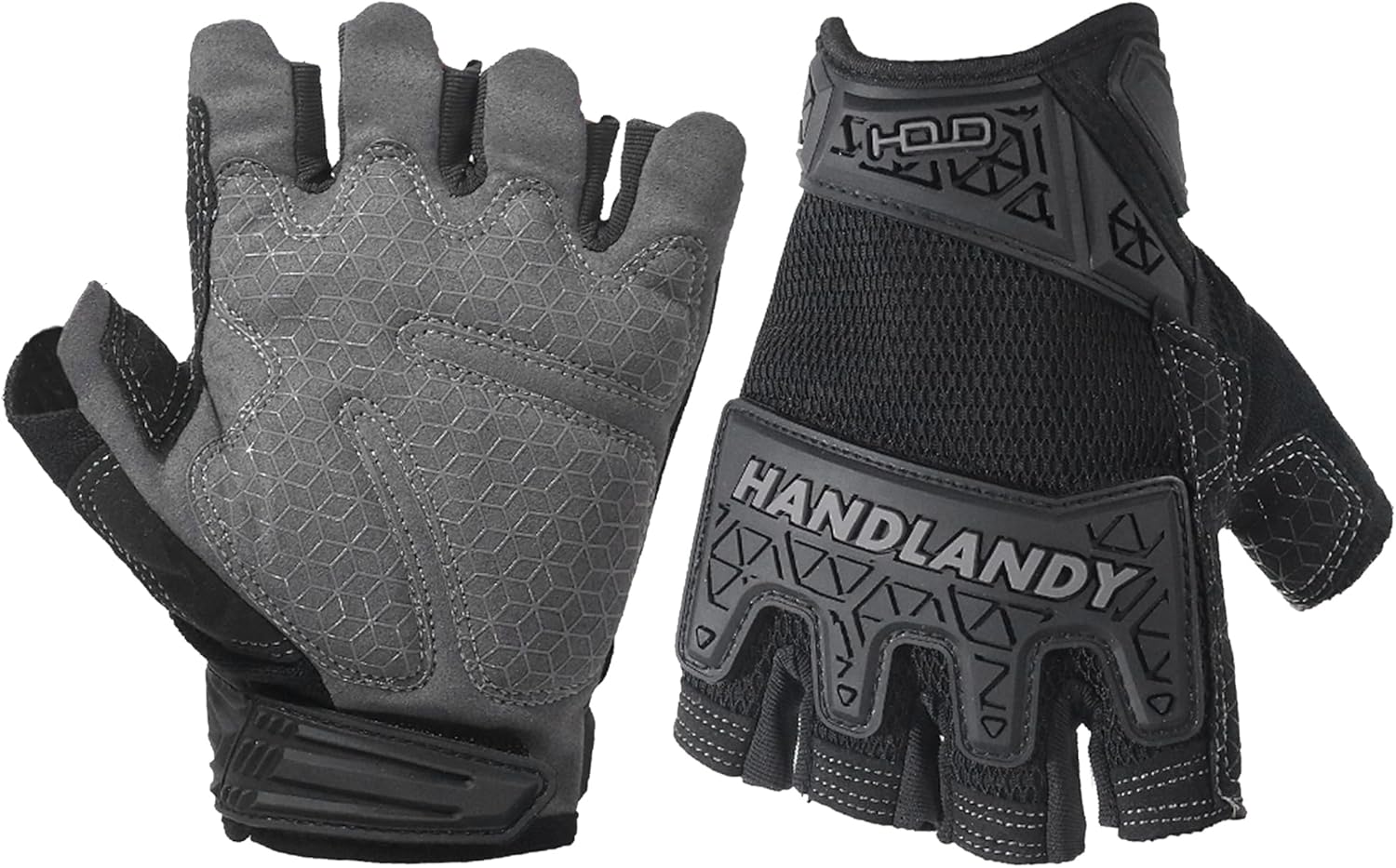 HANDLANDY Framer Work Gloves Open-Finger Carpenters Gloves, Fingerless Gaming Gloves for Tactical Shooting, Airsoft, Hunting, Police Work and Hiking L