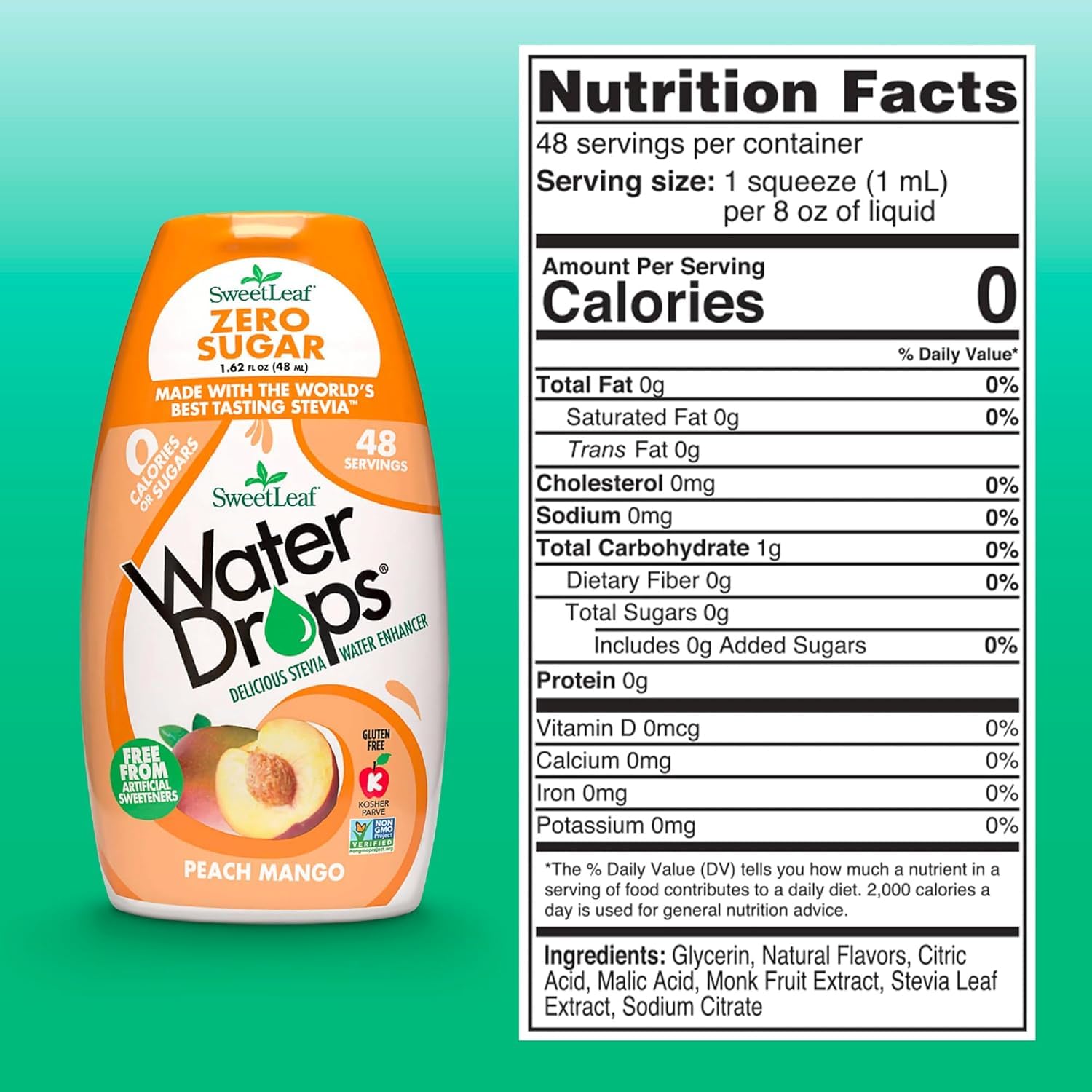 SweetLeaf Water Drops, Peach Mango – Sugar-Free Water Enhancer Drops, Stevia & Monk Fruit Sweetener Water Flavoring, 1.62 Oz (Pack of 6) | Stevia Water Enhancer, Sugar Free, Zero Calorie Additive, Contains Monk Fruit Extract, Gluten Free, Keto Friendly