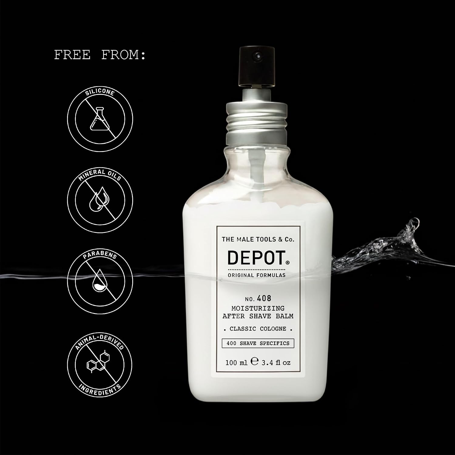 DEPOT No. 408 Moisturizing After Shave Balm | Classic Cologne, 3.4 Fl Oz