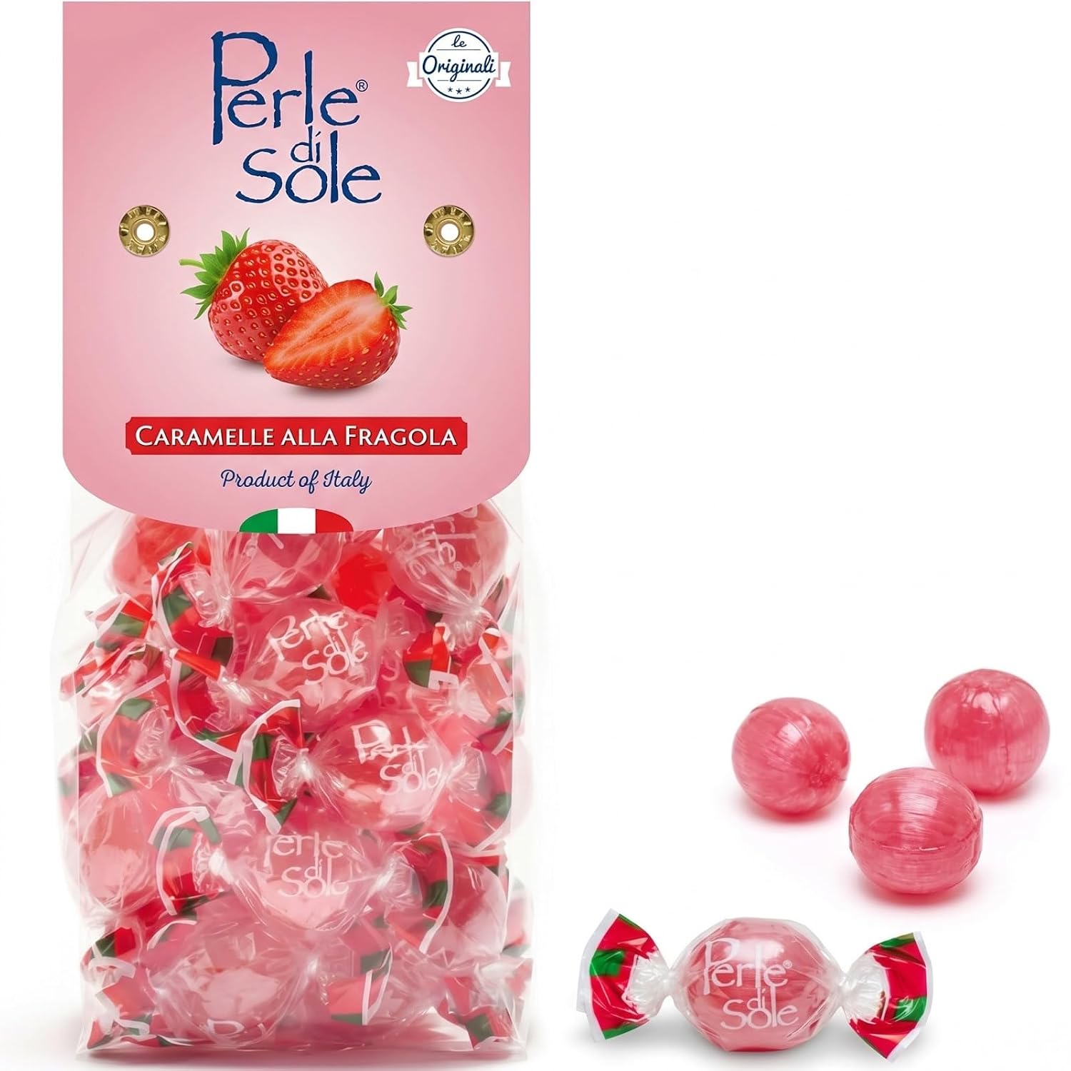Perle di Sole Italian Lemon Drops Hard Candy Individually Wrapped (7.05 oz) Made with Essential Oils of Amalfi Coast P.G.I. Lemon - Italian Imported Gifts From Italy
