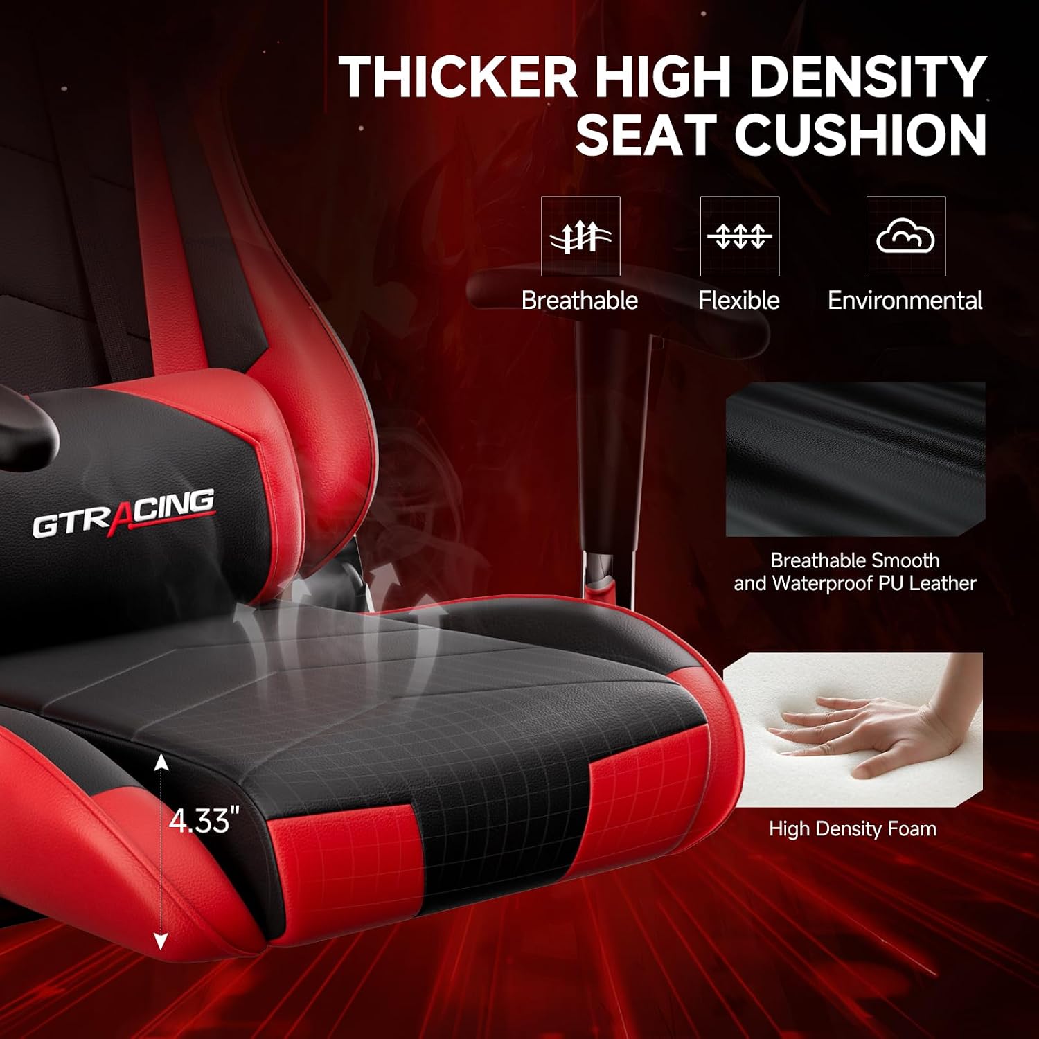 GTRACING Gaming Chair Racing Office Computer Ergonomic Video Game Chair Backrest and Seat Height Adjustable Swivel Recliner with Headrest and Lumbar
