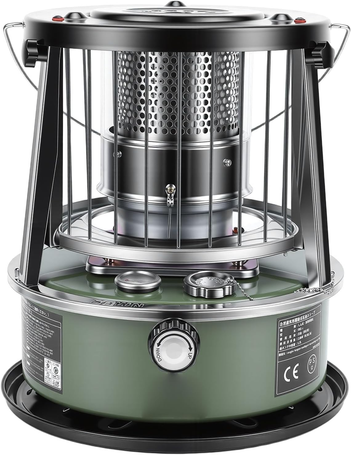 Portable Kerosene Heater, 2.6KW 5.2L Adjustable Height Cold Rolled Plate Stainless Iron, with Manual Ignition