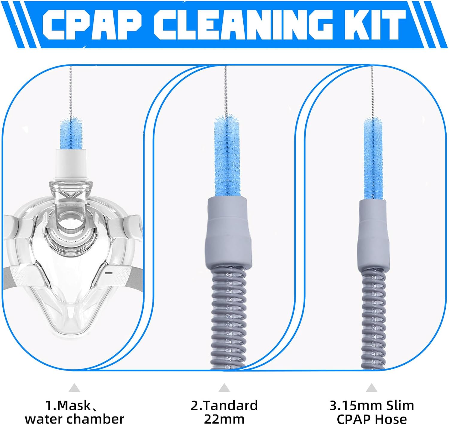 CPAP Hose Brush Durable cpap Tube and Mask Cleaning Brush, 7-Foot CPAP Hose Cleaner for 19mm(Standard 22mm), 15mm Diameter Tubes