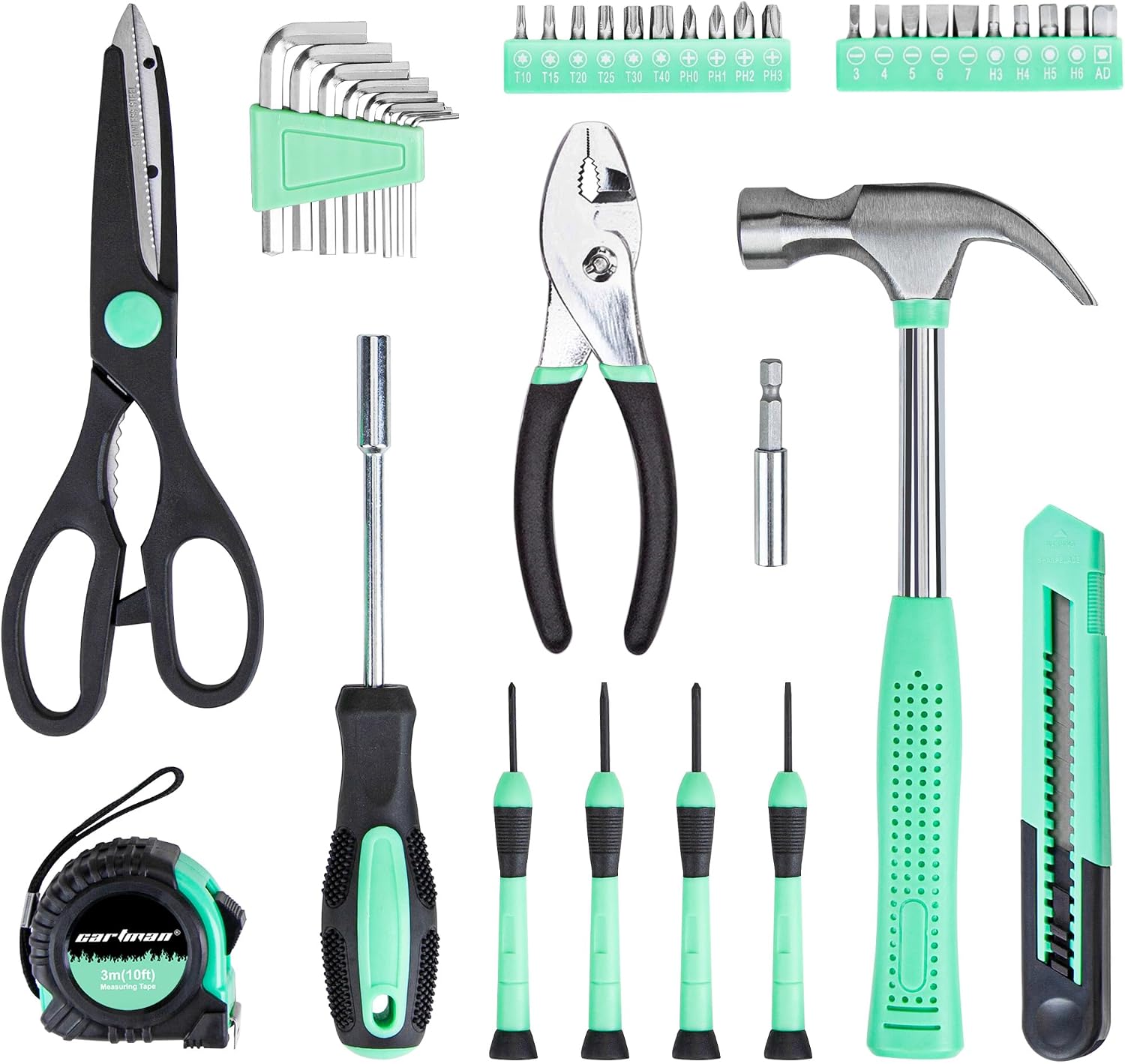 CARTMAN 39-Piece Household Tool Set, Orange Hand Kit With Storage Case | Complete assortment for home repairs, DIY projects, furniture setup, crafting, and daily household fixes in toolbox.