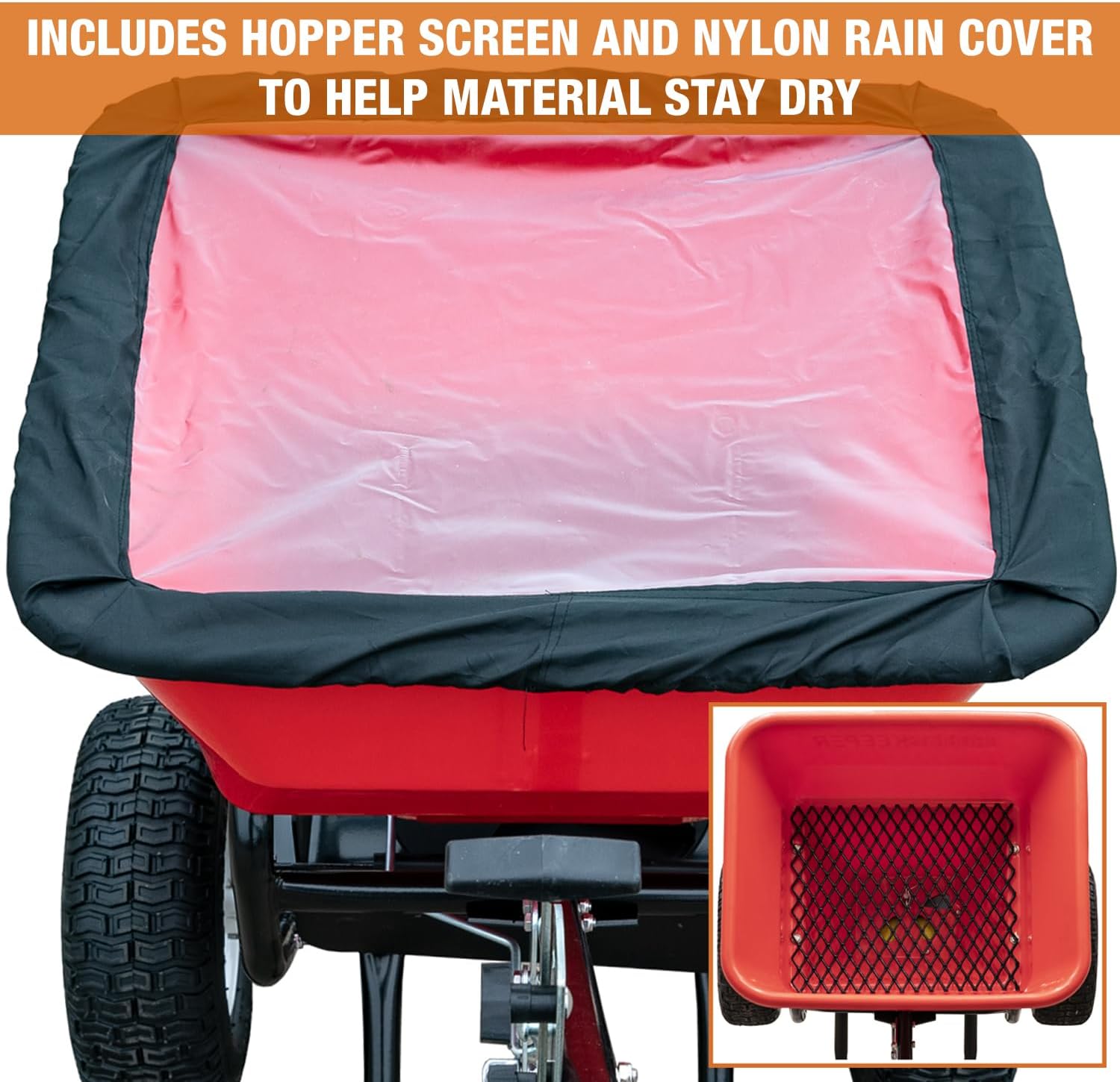 Buyers Products 3039632R Grounds Keeper All Season, Broadcast Walk Behind Push Spreader, 100lb Capacity, for Seed, Fertilizer, Winter Salt & Snow Melt