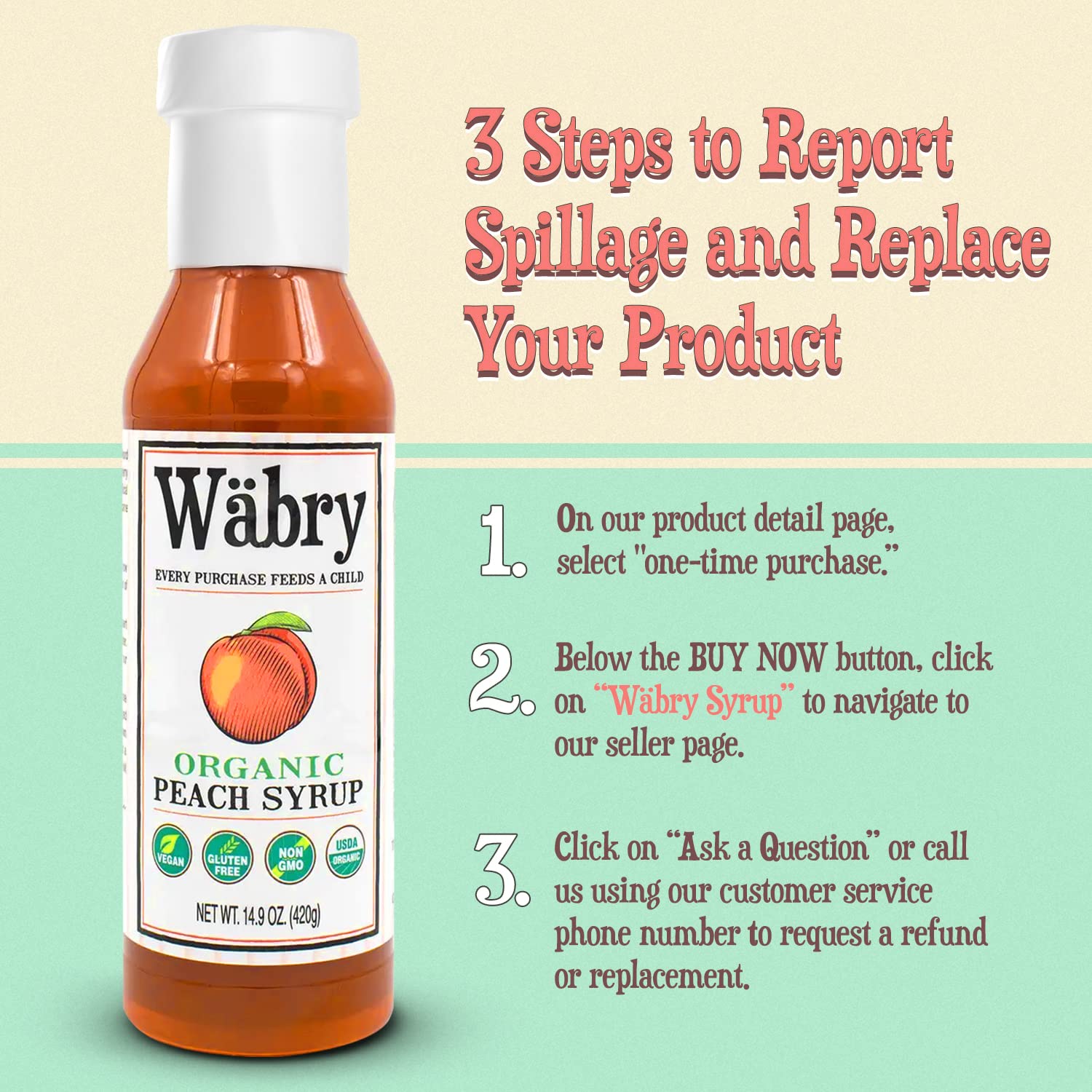 Wäbry Blueberry Syrup – 14.9oz (420g), Natural Fruit Flavor Organic Snow Cone Syrup for Drizzling on Shaved Ice, Waffles, Ice Cream & Lattes, Non-GMO, Dye-Free Vegan Syrups, 12 Servings Per Bottle