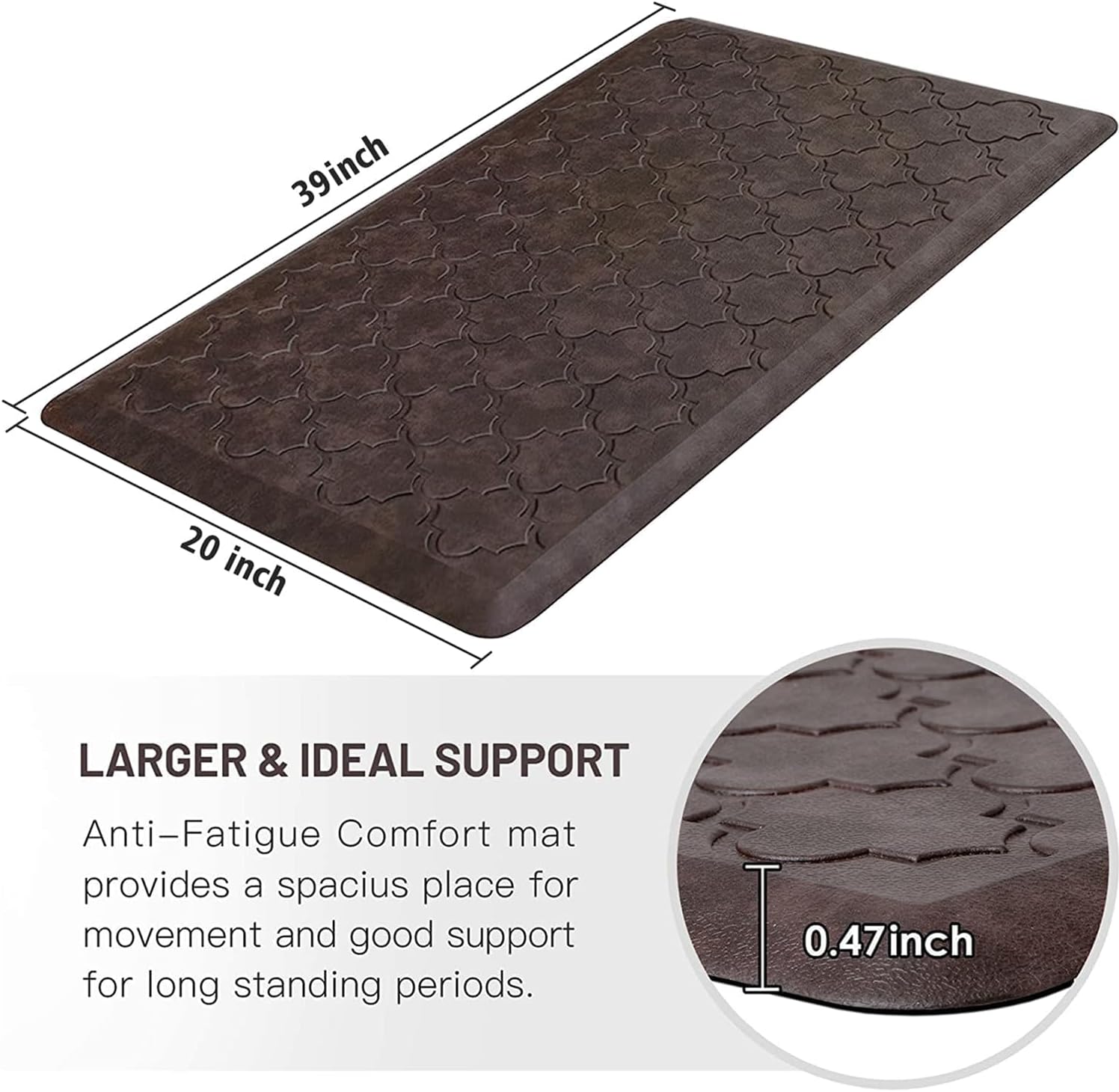 WISELIFE Kitchen Mat Cushioned Anti Fatigue Floor Mat, 17.3"x60", Thick Non Slip Waterproof Kitchen Rugs and Mats, Standing Mat for Floor, Home