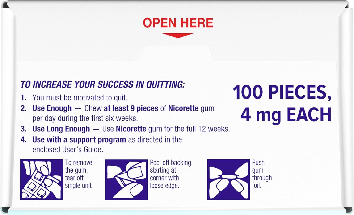 Nicorette Nicotine Gum 4mg, Quit Smoking Aid, White Ice Mint, 20 Count | Reduces Nicotine Cravings and Withdrawal Symptoms, Intense Craving Relief, Portable Smoking Cessation Gum