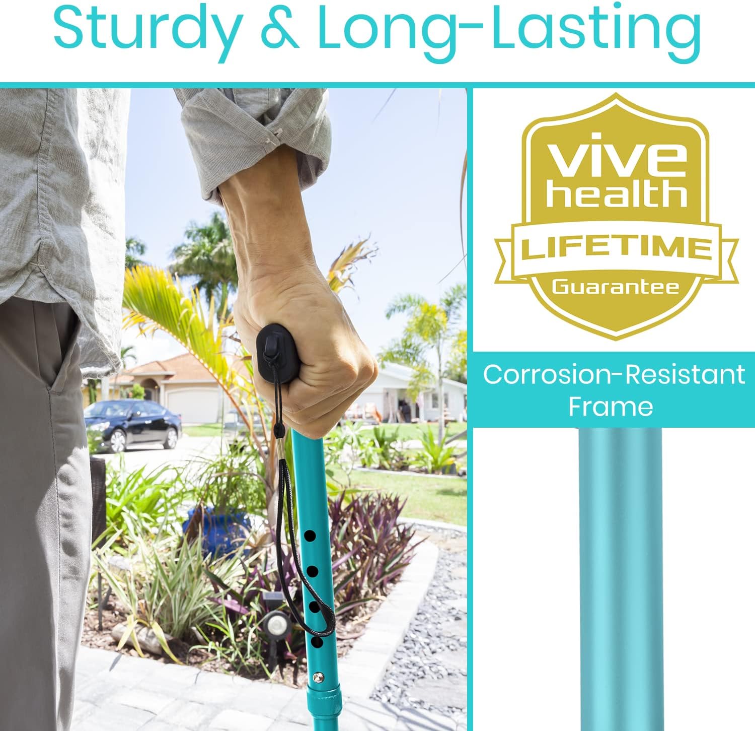 Vive Folding Cane - Foldable Walking Cane for Men, Women - Fold-up, Collapsible, Lightweight, Adjustable, Portable Hand Walking Stick - Balancing Mobility Aid - Sleek, Comfortable | Lightweight, Adjustable, Portable Hand Stick Balancing Mobility Aid Slee…