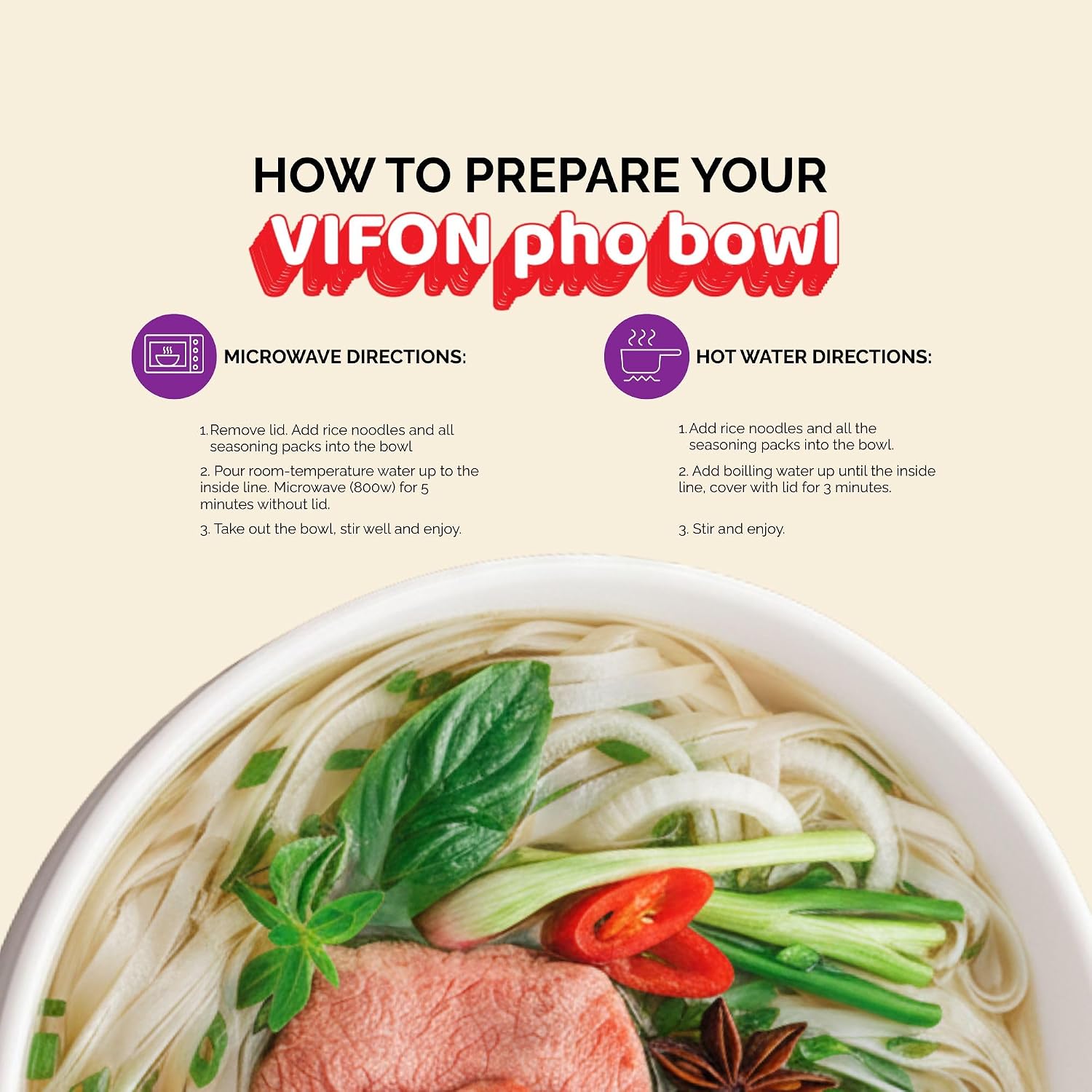 VIFON Pho Bo Vietnamese Beef Flavor Rice Noodle Bowl, 70g (Pack of 12) | Authentic Vietnamese Instant Pho | Halal Certified | Includes Seasoning & Oil Packets | Ready in 3 Minutes