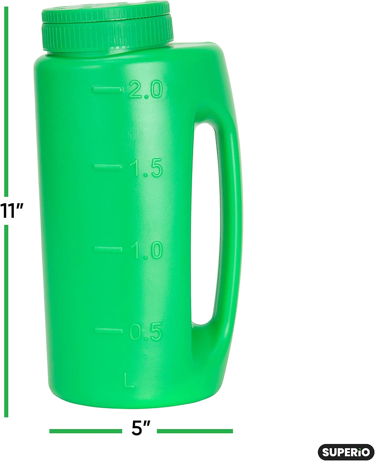 Superio Lawn Seed Spreader, Handheld Shaker for Lawn Seeds, Ice Melt Salt, Calcium, Deicer, Weed and Feed Spreader, 2 Liter, Adjustable Hole Size