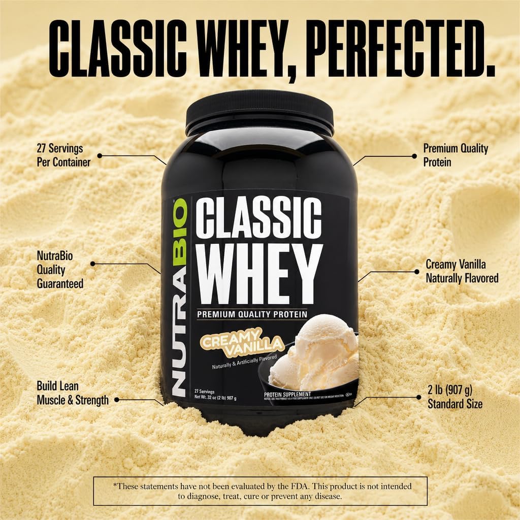 NutraBio Classic Whey Protein Powder- 25G of Protein Per Scoop - No Fillers, Artificial Colors, Preservatives - Chocolate Milkshake, 2 Pounds