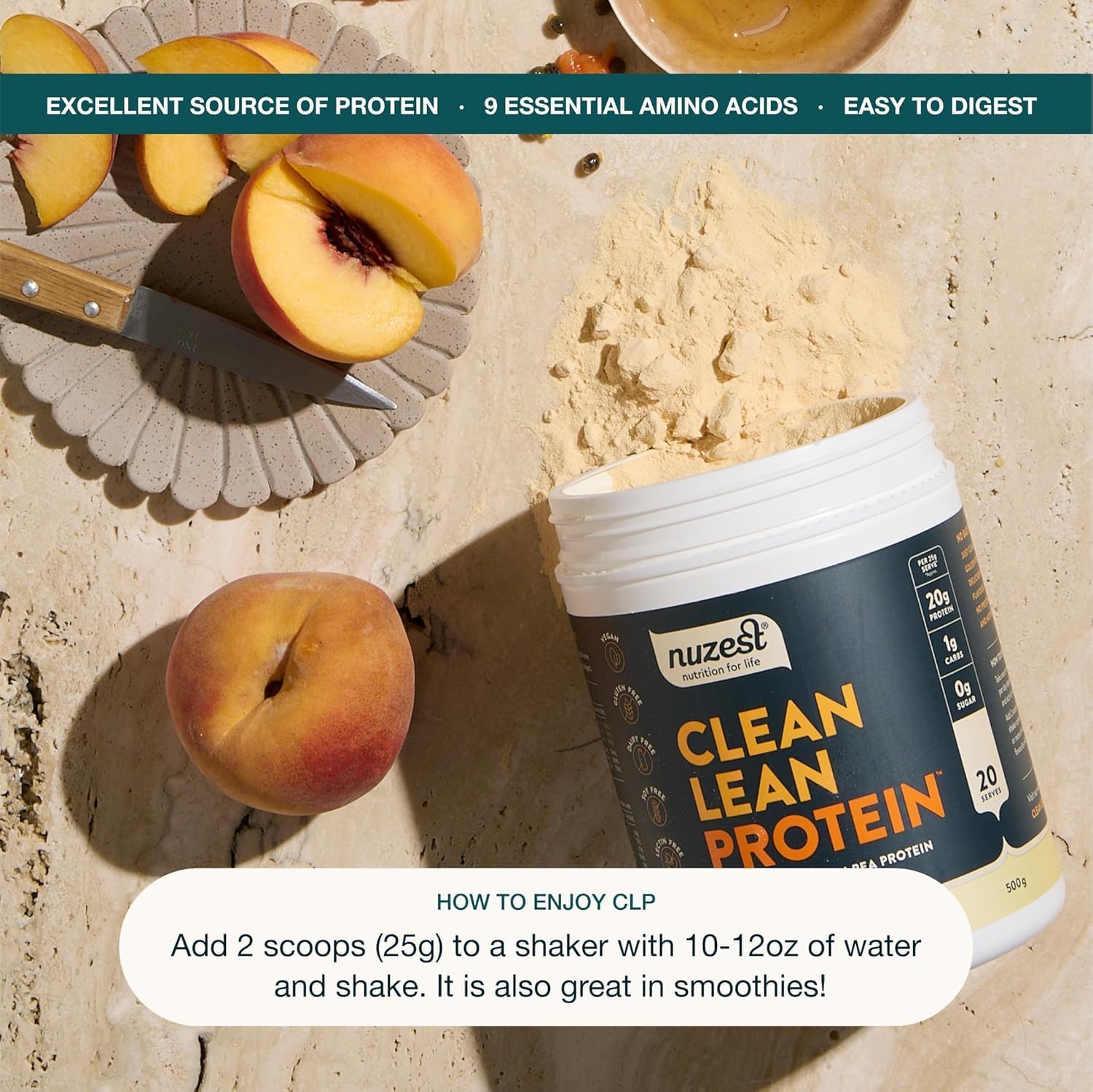 Nuzest Clean Lean Protein - Vegan Pea Protein Powder Rich Chocolate 1.1 lb | 20 Servings with 18g Protein Plant Based Protein Powder, Only 4 Ingredients, Dairy Free, Gluten Free, GMO Free, Protein Shake