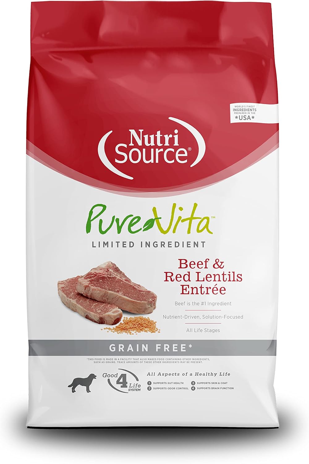 NutriSource Pure Vita Limited Ingredient Grain Free Dry Dog Food, Salmon and Peas, 25LB | Limited Ingredient, Single Protein, Sensitive Stomach, Allergy, Sweet Potato, Skin and Coat