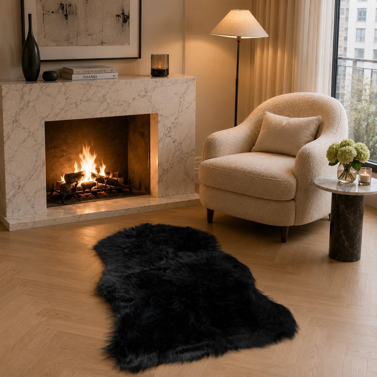 EasyJoy Ultra Soft Fluffy Shaggy Area Rug Faux Fur Rug Chair Cover Seat Pad Fuzzy Area Rug for Bedroom Floor Sofa Living Room (2 x 6 ft Sheepskin