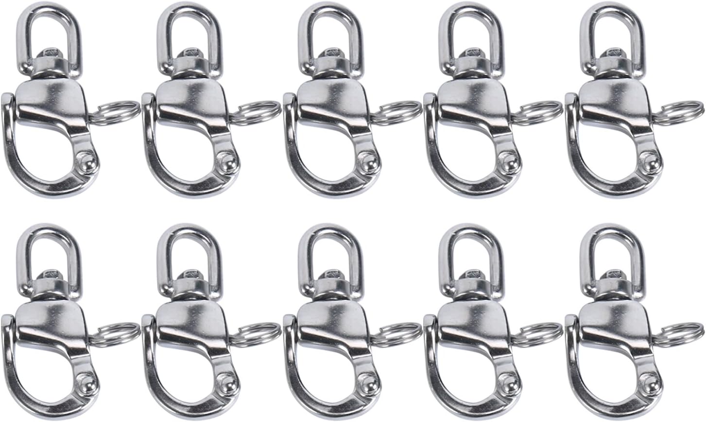 Amarine Made Pair of Swivel Eye Snap Shackle Quick Release Bail Rigging Sailing Boat Marine Stainless Steel for Sailboat Spinnaker Halyard CD309012