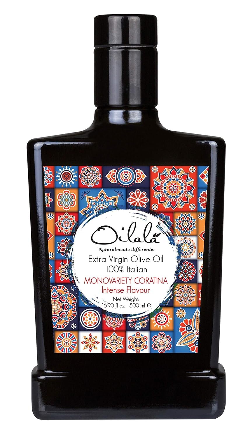 Oilala Extra Virgin Olive Oil, Coratina, High Polyphenols 765 mg/kg, High Hydroxytyrosol, Great For phenolic Shot, Drinking, Oleocanthal Rich Robust, Puglia Italy, Italian family farm, Single Source, Gold Medal NYIOOC (16.9 FL Oz)