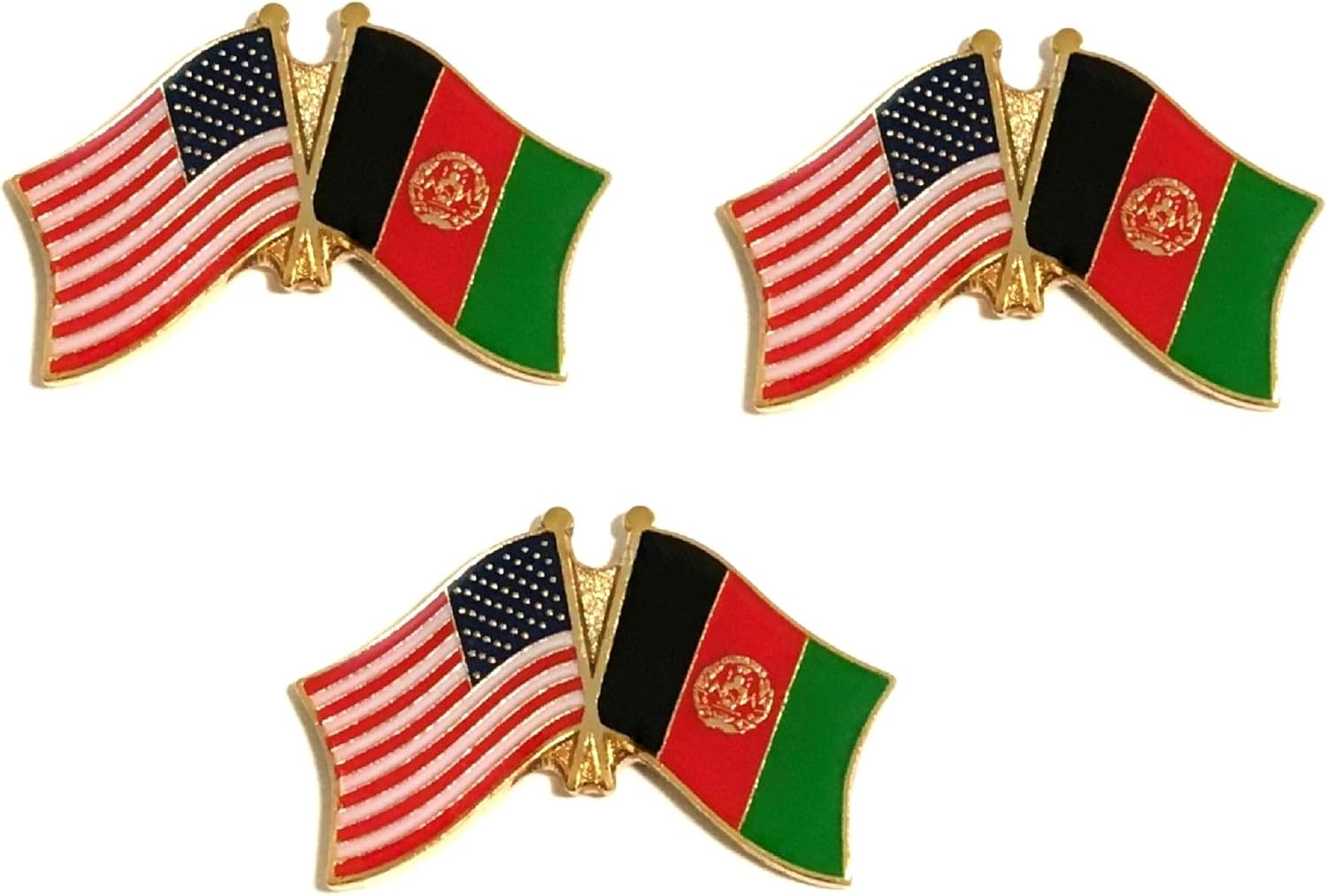 3 National Country Flag Crossed Enamel Flag Pins Pack of 3 Friendship Double Flags