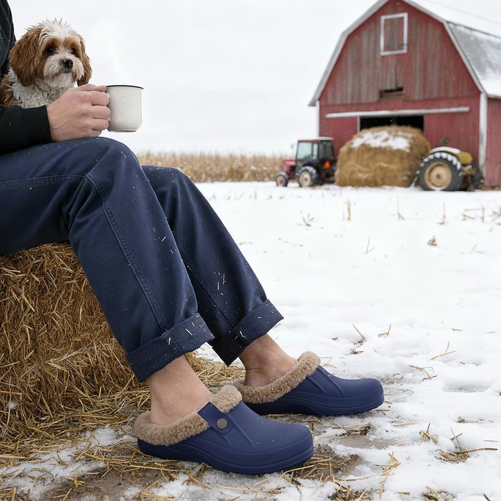 Beslip Fur Lined Clogs for Women & Men Fuzzy Slippers with Memory Foam