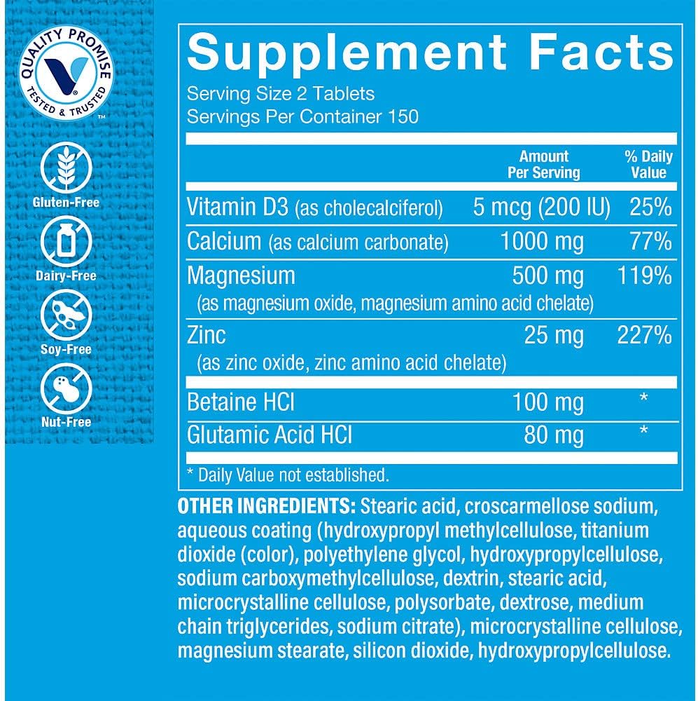 The Vitamin Shoppe Brand Calcium, Magnesium, Zinc & Vitamin D3, 100 Tablets
