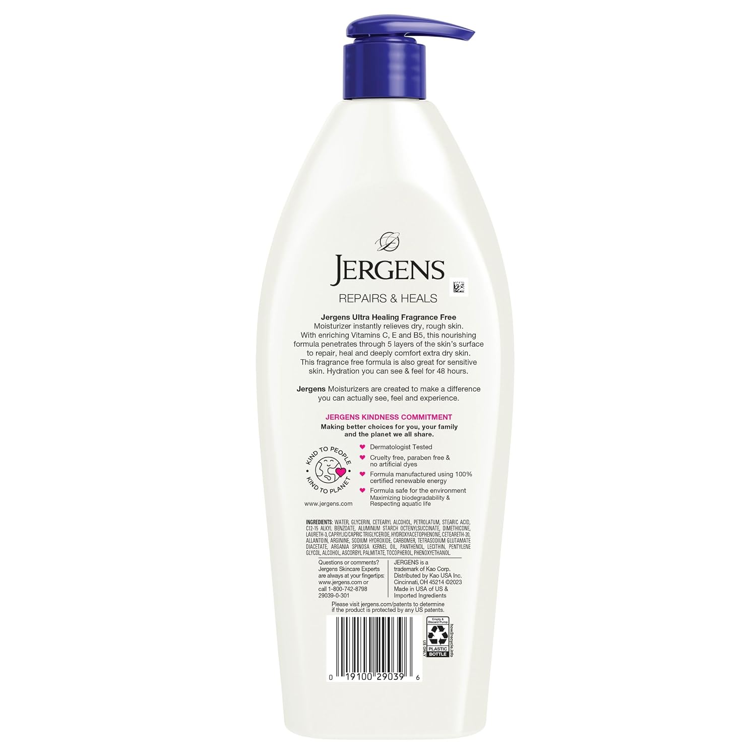 Jergens Ultra Healing Dry Skin Lotion, Hand and Body Moisturizer for Quick Absorption into Extra Dry Skin with Hydralucence Blend, Vitamins C, E and B5, White, 32oz